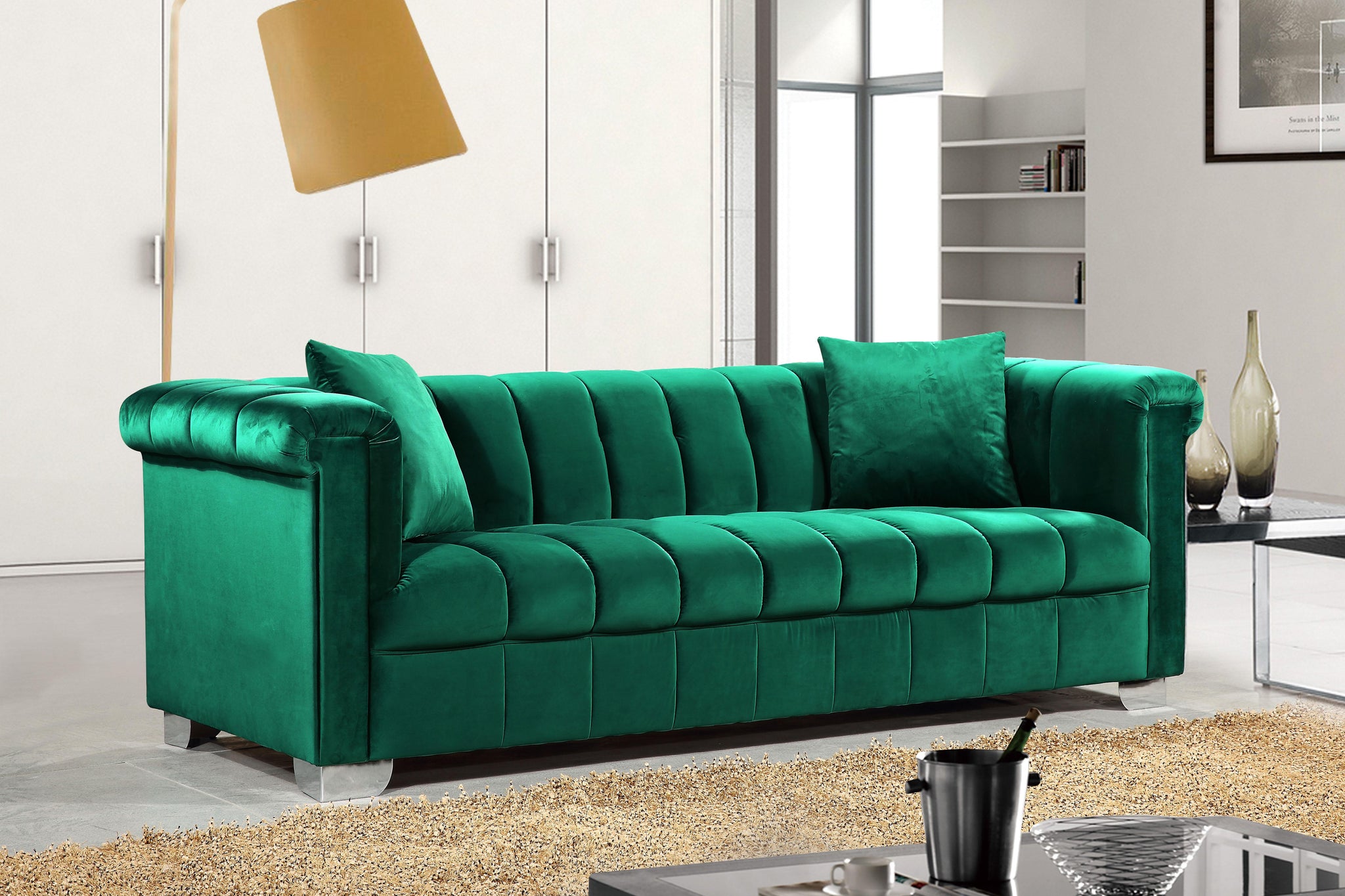 Kayla Green Velvet Sofa - Furnish 4 Less 98 (NY)*