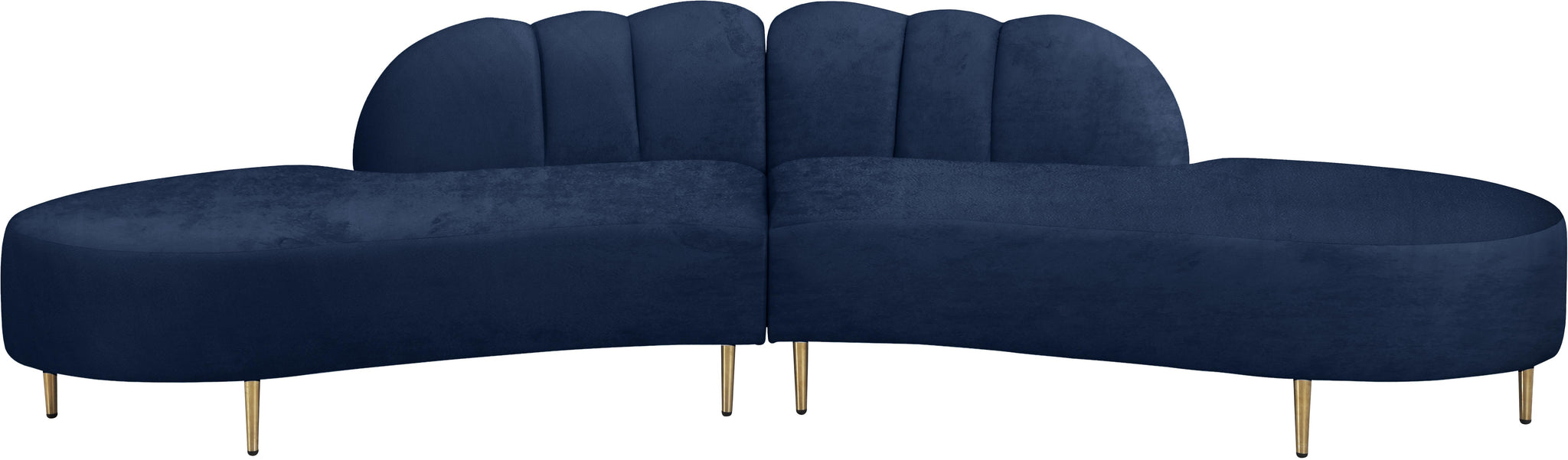 Divine Navy Velvet 2pc. Sectional - Furnish 4 Less 98 (NY)*