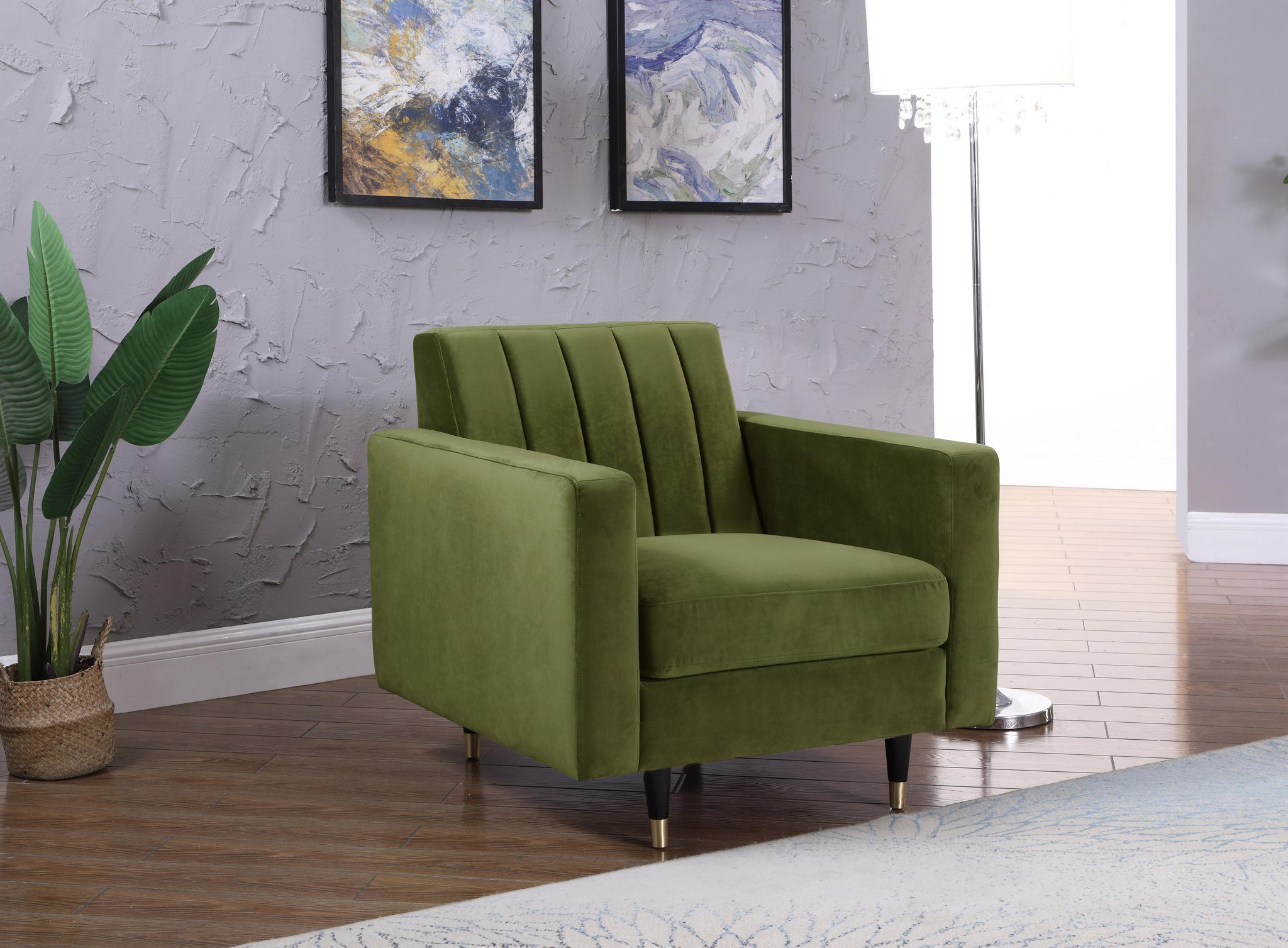 Lola Olive Velvet Chair - Furnish 4 Less 98 (NY)*