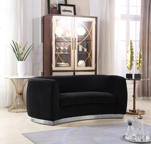 Julian Black Velvet Loveseat - Furnish 4 Less 98 (NY)*