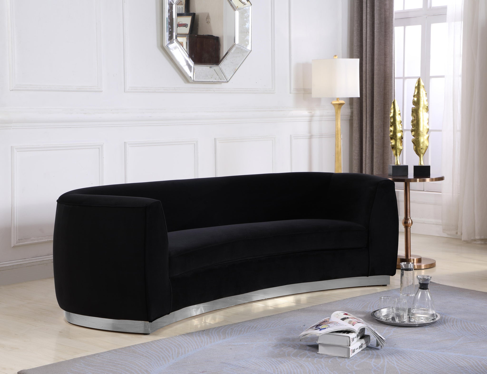 Julian Black Velvet Sofa - Furnish 4 Less 98 (NY)*