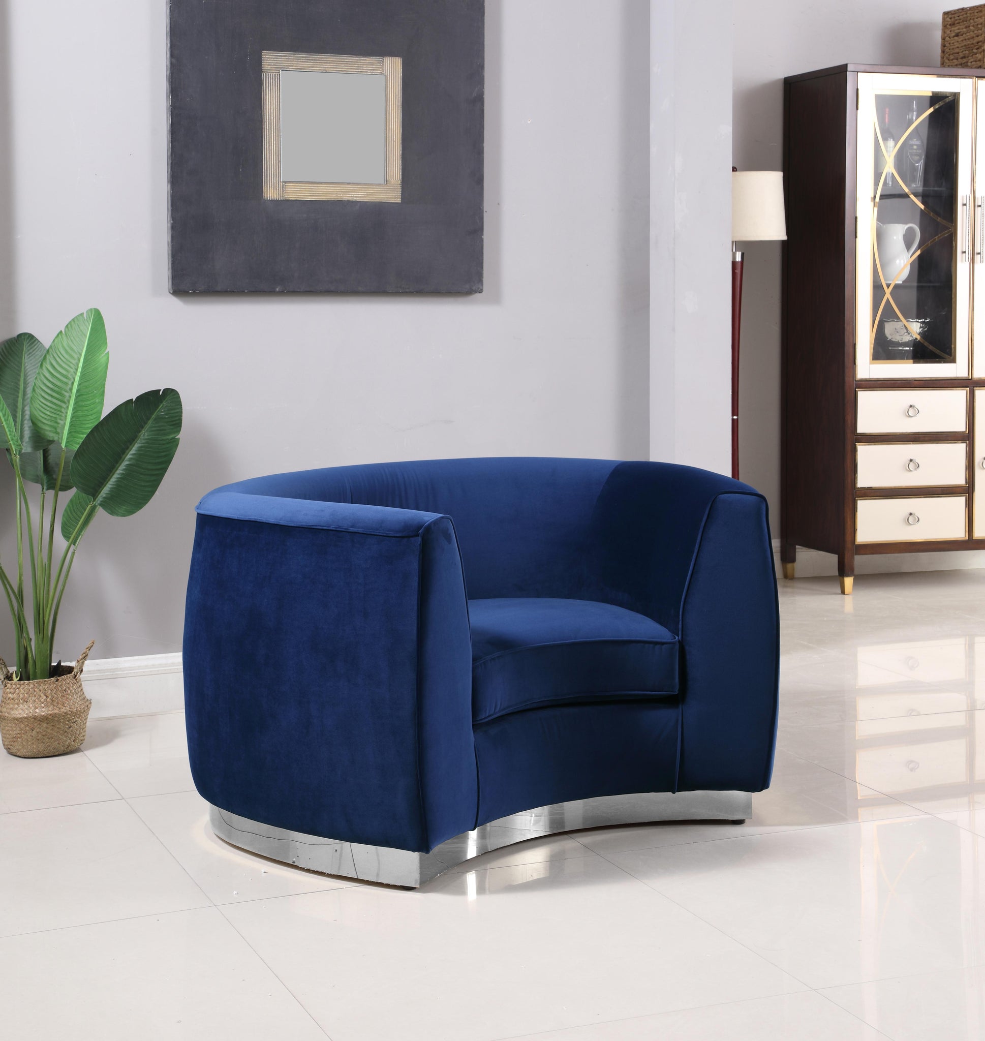 Julian Navy Velvet Chair - Furnish 4 Less 98 (NY)*