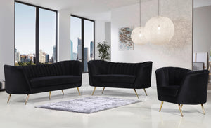 Margo Black Velvet Sofa - Furnish 4 Less 98 (NY)*