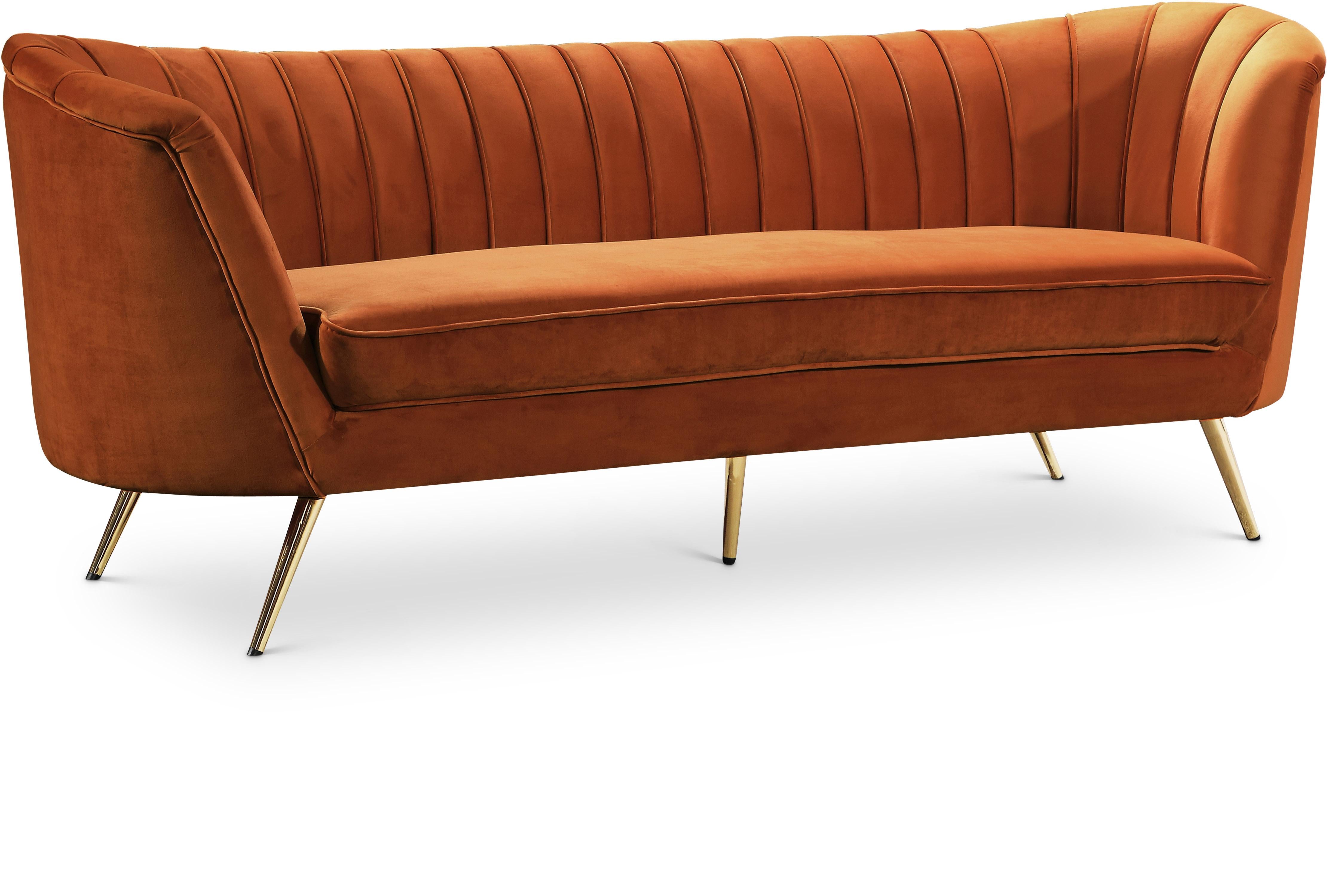 Margo Cognac Velvet Sofa