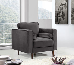 Emily Grey Velvet Chair - Furnish 4 Less 98 (NY)*