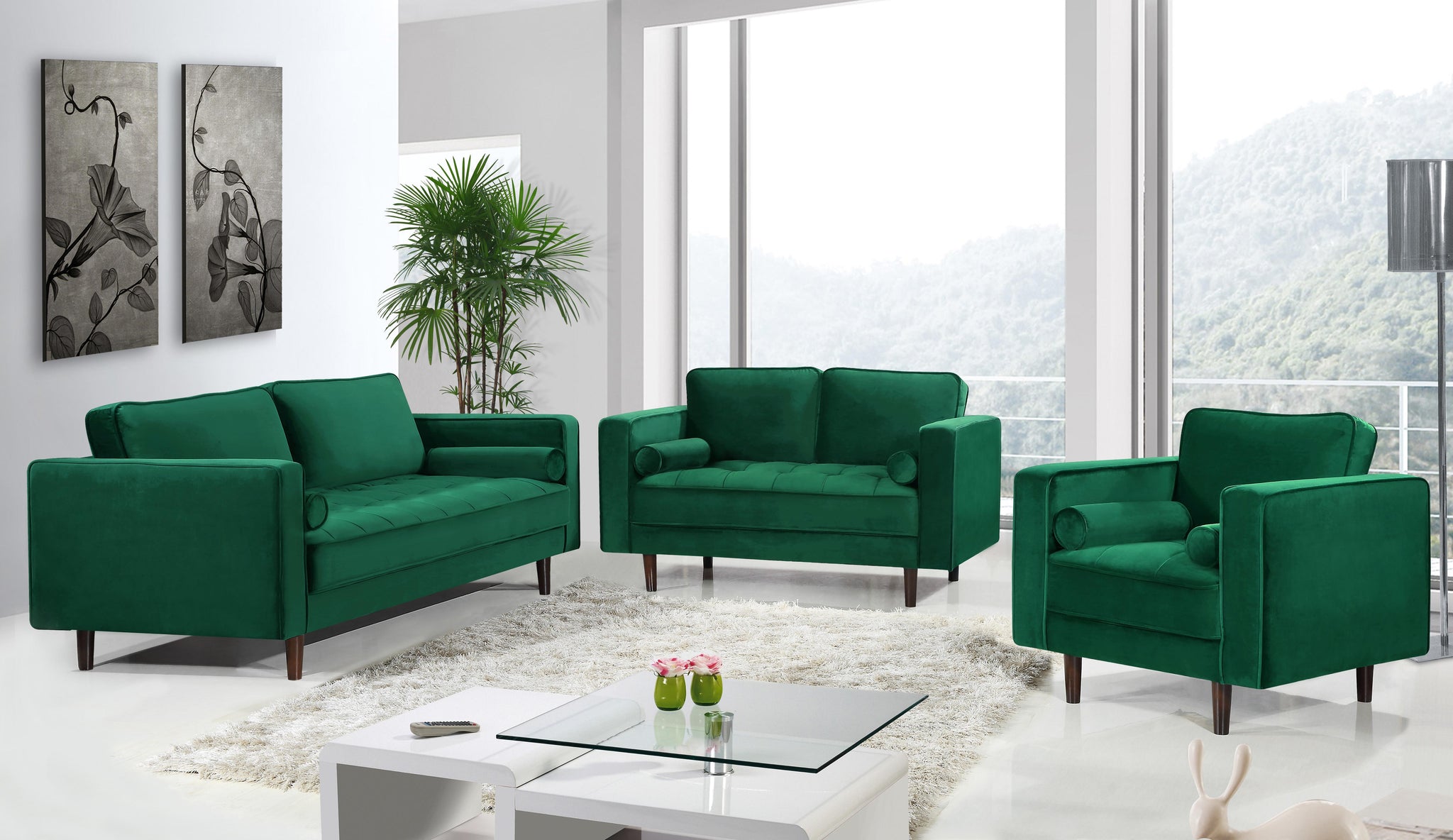 Emily Green Velvet Chair - Furnish 4 Less 98 (NY)*