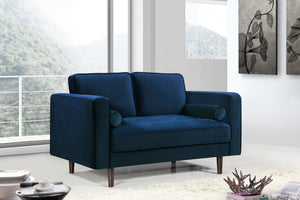 Emily Navy Velvet Loveseat - Furnish 4 Less 98 (NY)*