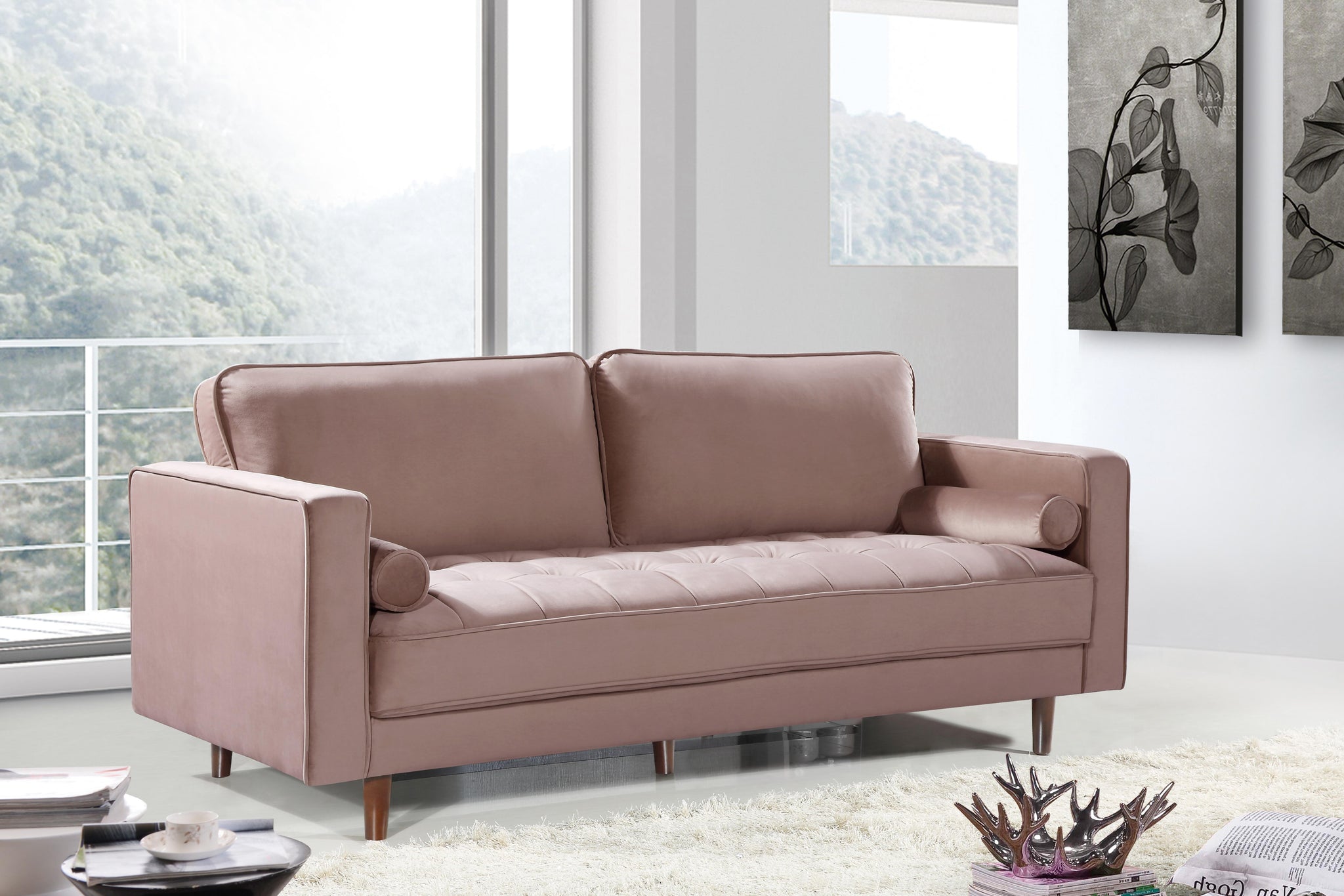 Emily Pink Velvet Sofa - Furnish 4 Less 98 (NY)*