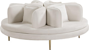 Circlet Cream Velvet Round Sofa Settee image