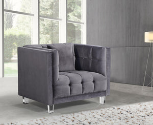 Mariel Grey Velvet Chair - Furnish 4 Less 98 (NY)*