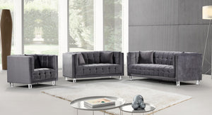 Mariel Grey Velvet Chair - Furnish 4 Less 98 (NY)*