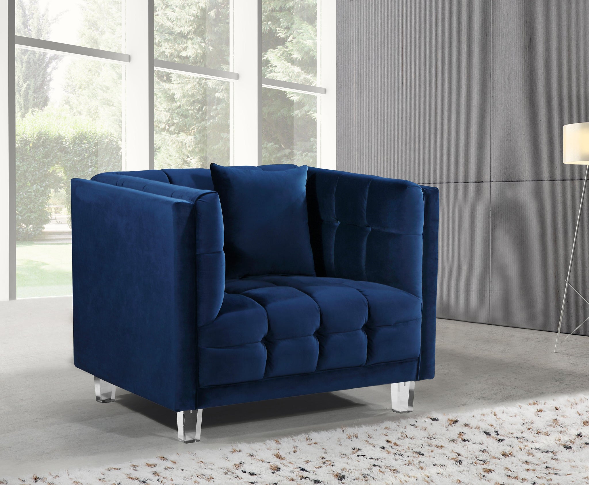 Mariel Navy Velvet Chair - Furnish 4 Less 98 (NY)*