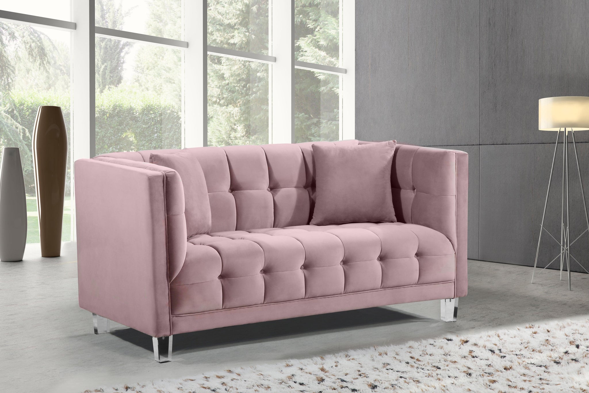 Mariel Pink Velvet Loveseat - Furnish 4 Less 98 (NY)*