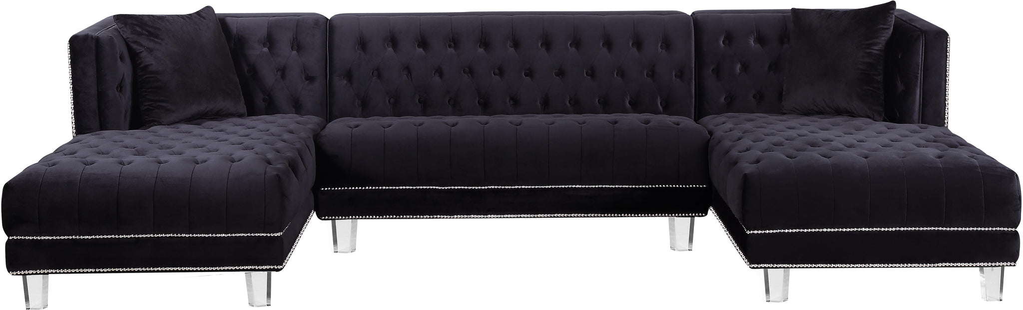 Moda Black Velvet 3pc. Sectional - Furnish 4 Less 98 (NY)*