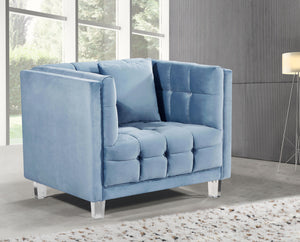 Mariel Sky Blue Velvet Chair - Furnish 4 Less 98 (NY)*