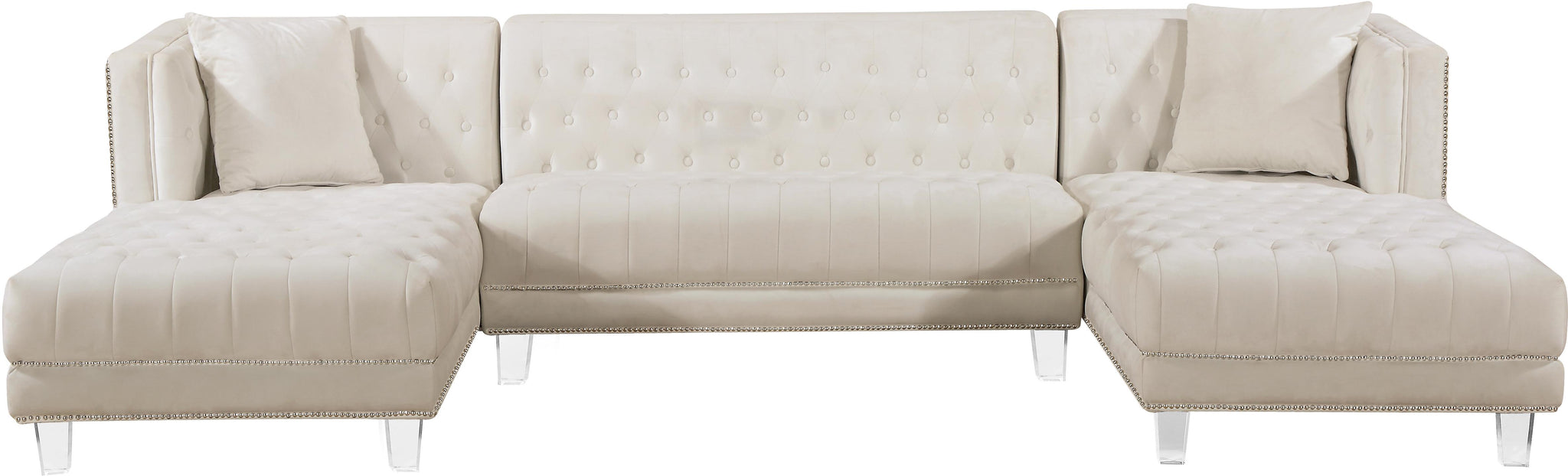 Moda Cream Velvet 3pc. Sectional - Furnish 4 Less 98 (NY)*