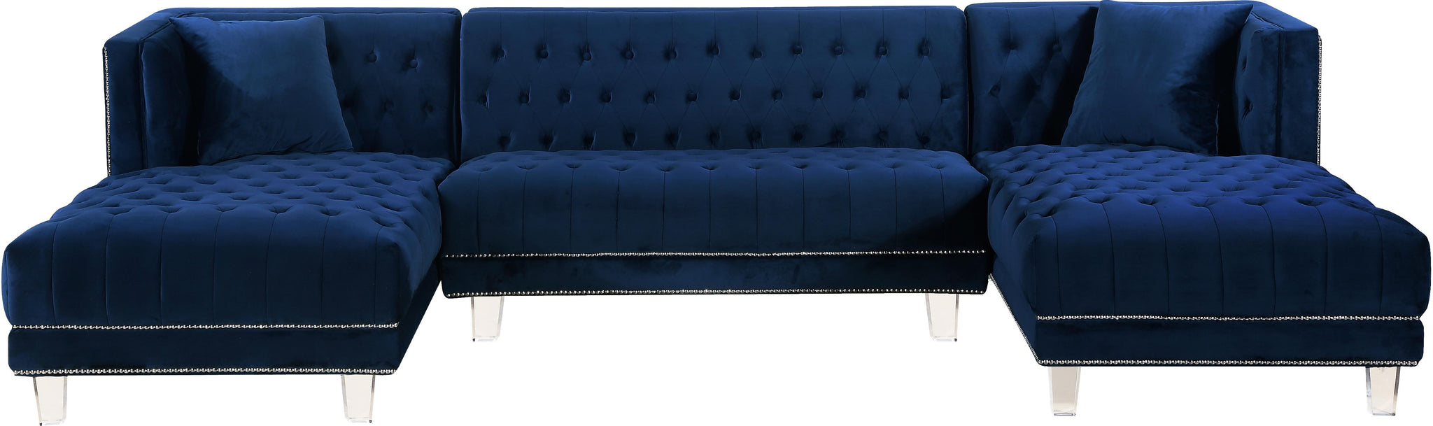 Moda Navy Velvet 3pc. Sectional - Furnish 4 Less 98 (NY)*