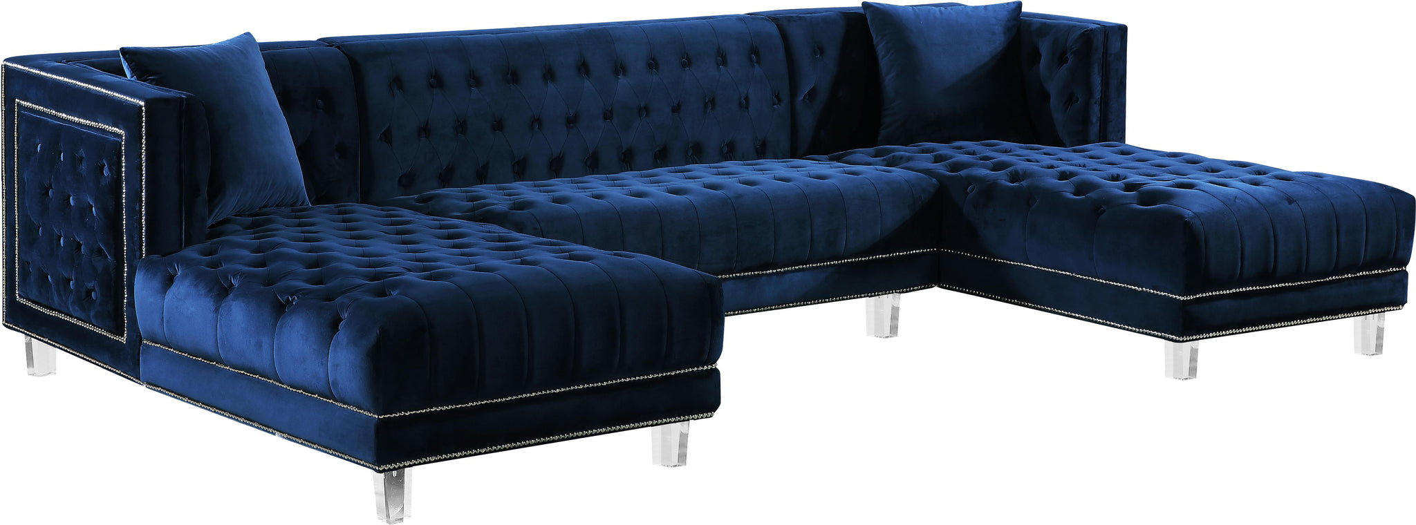 Moda Navy Velvet 3pc. Sectional image