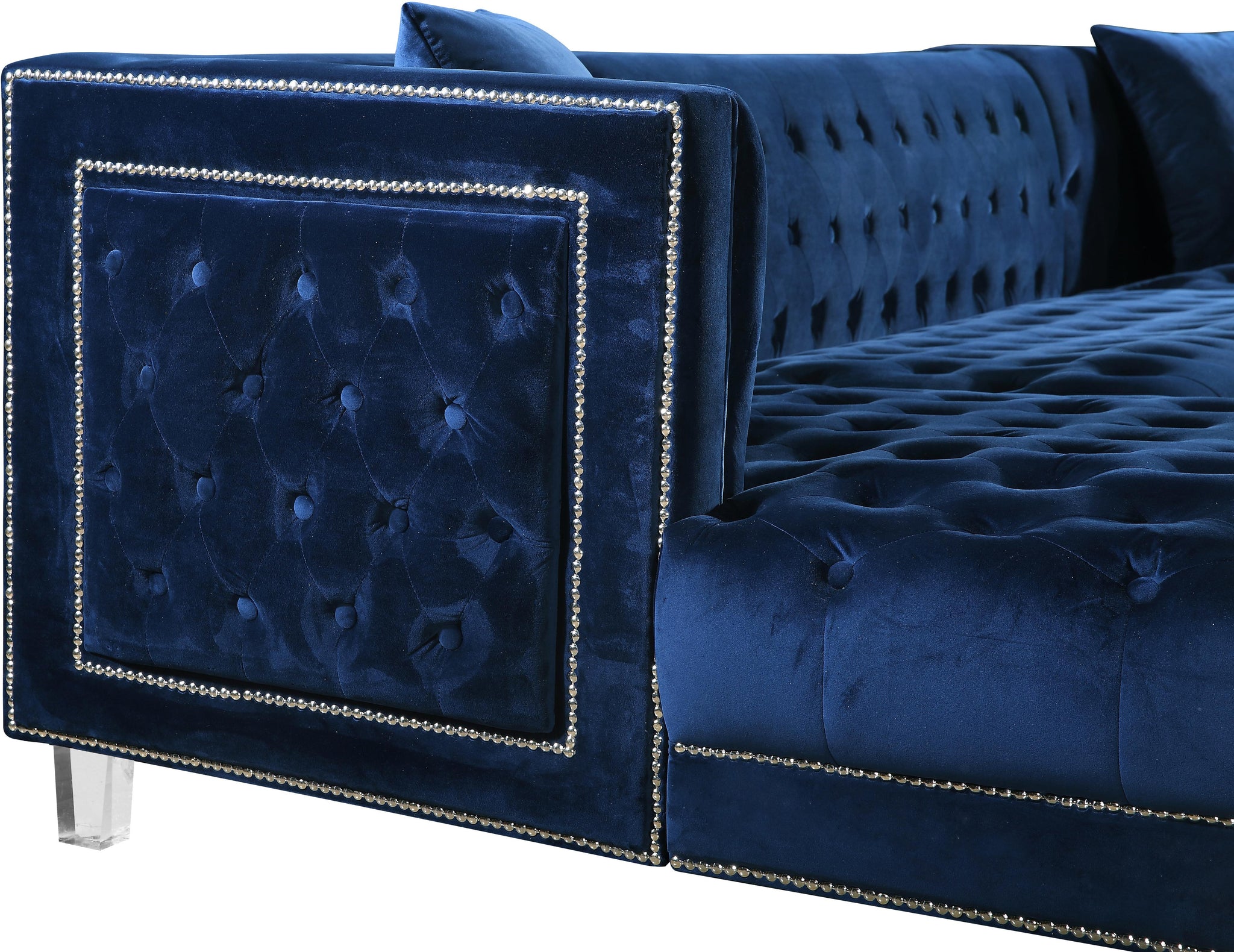 Moda Navy Velvet 3pc. Sectional - Furnish 4 Less 98 (NY)*