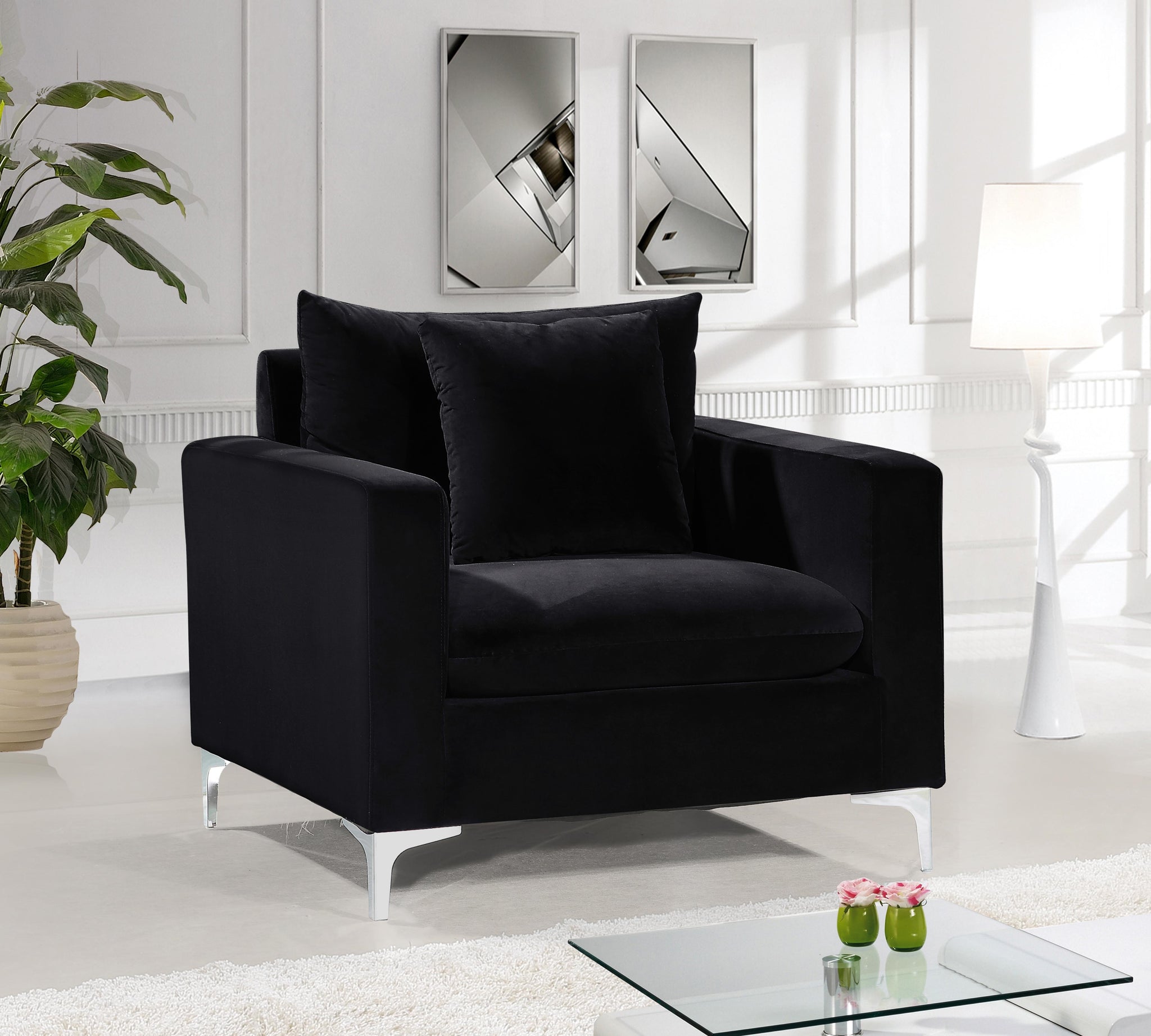 Naomi Black Velvet Chair - Furnish 4 Less 98 (NY)*