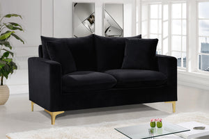 Naomi Black Velvet Loveseat - Furnish 4 Less 98 (NY)*