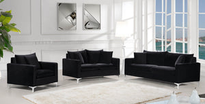 Naomi Black Velvet Loveseat - Furnish 4 Less 98 (NY)*