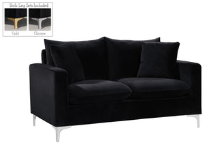 Naomi Black Velvet Loveseat - Furnish 4 Less 98 (NY)*