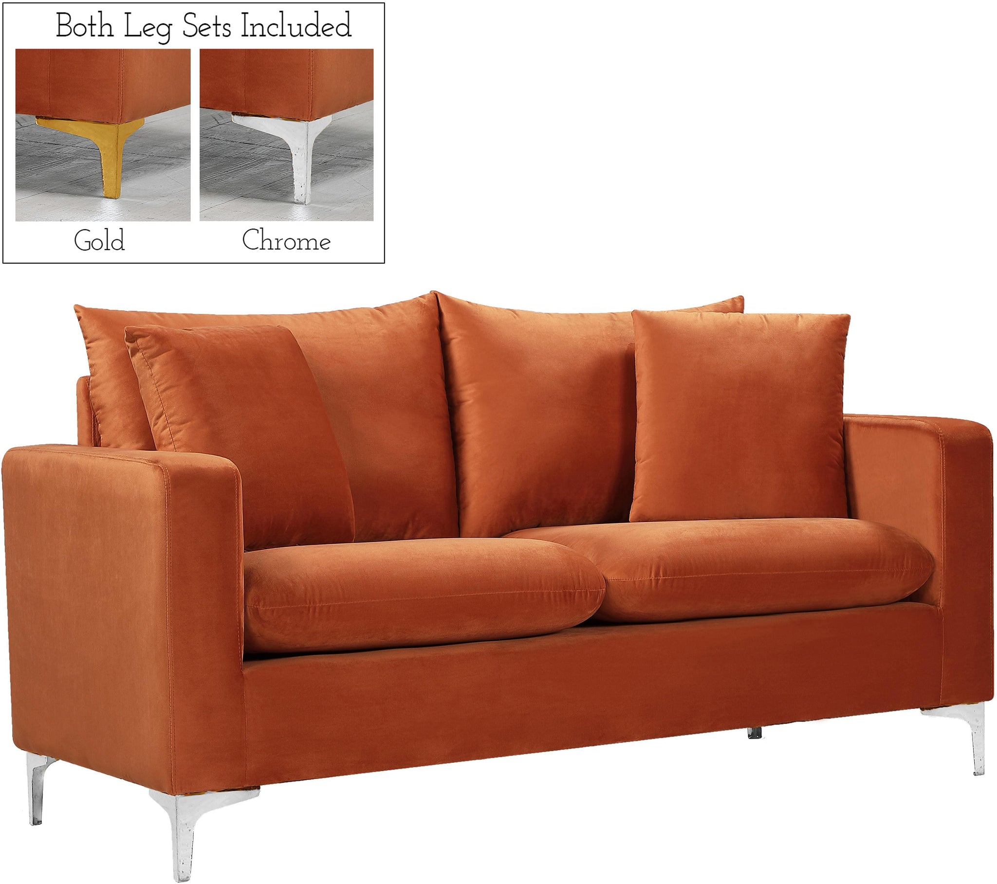 Naomi Cognac Velvet Loveseat - Furnish 4 Less 98 (NY)*