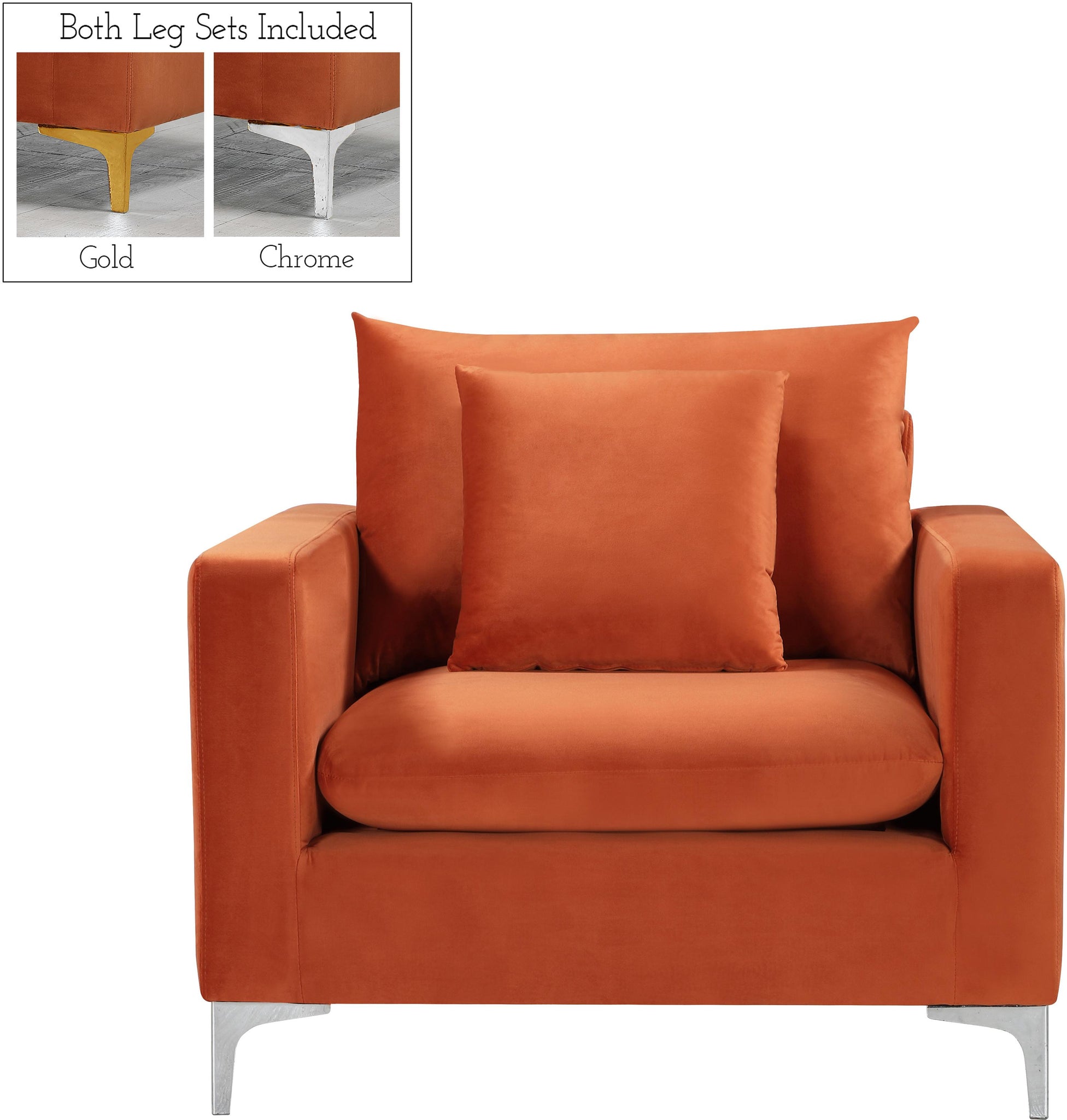 Naomi Cognac Velvet Chair - Furnish 4 Less 98 (NY)*