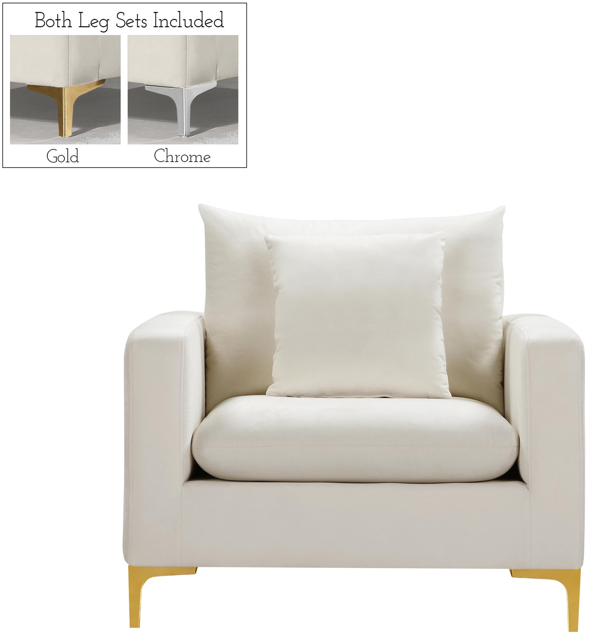 Naomi Cream Velvet Chair - Furnish 4 Less 98 (NY)*