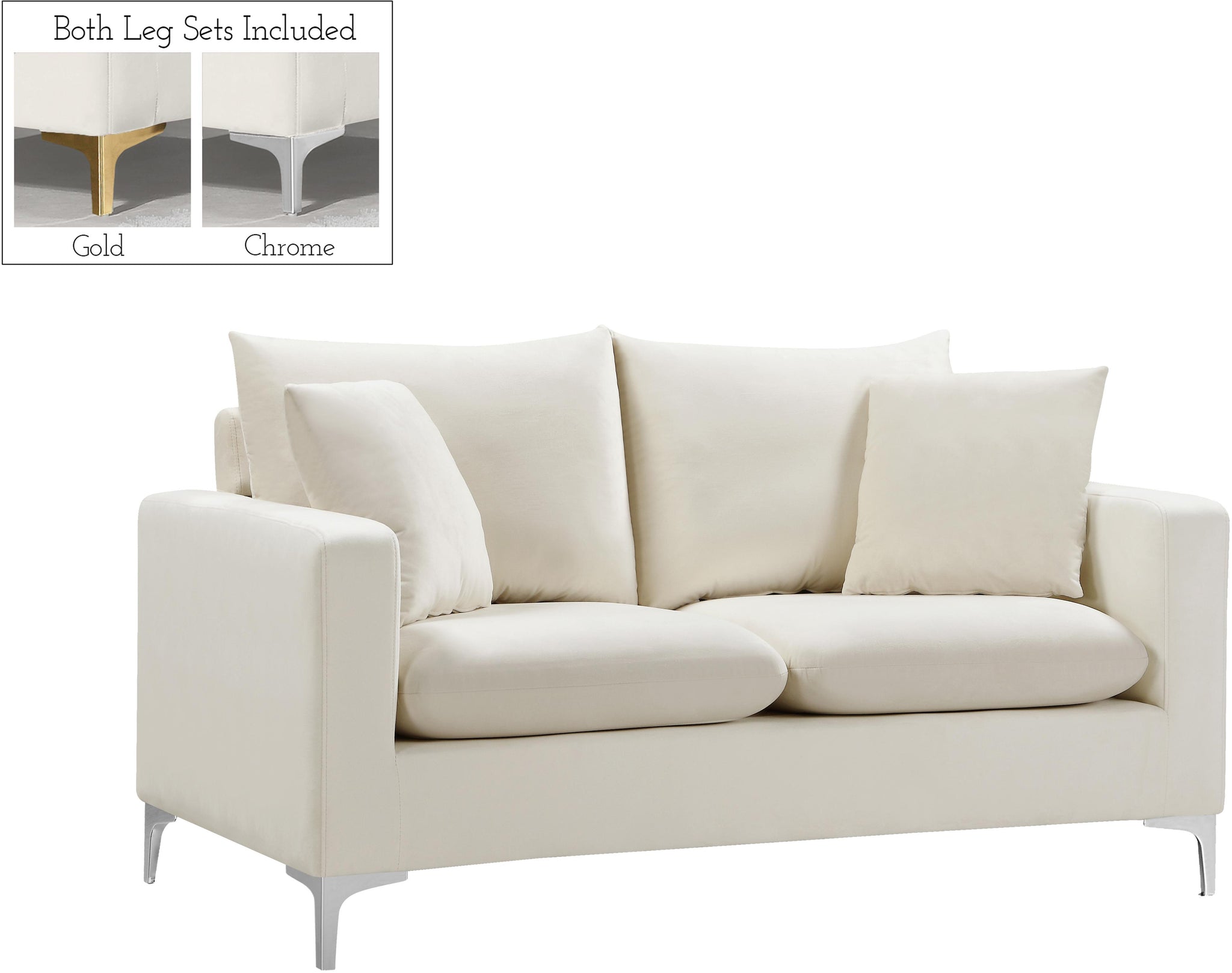 Naomi Cream Velvet Loveseat - Furnish 4 Less 98 (NY)*