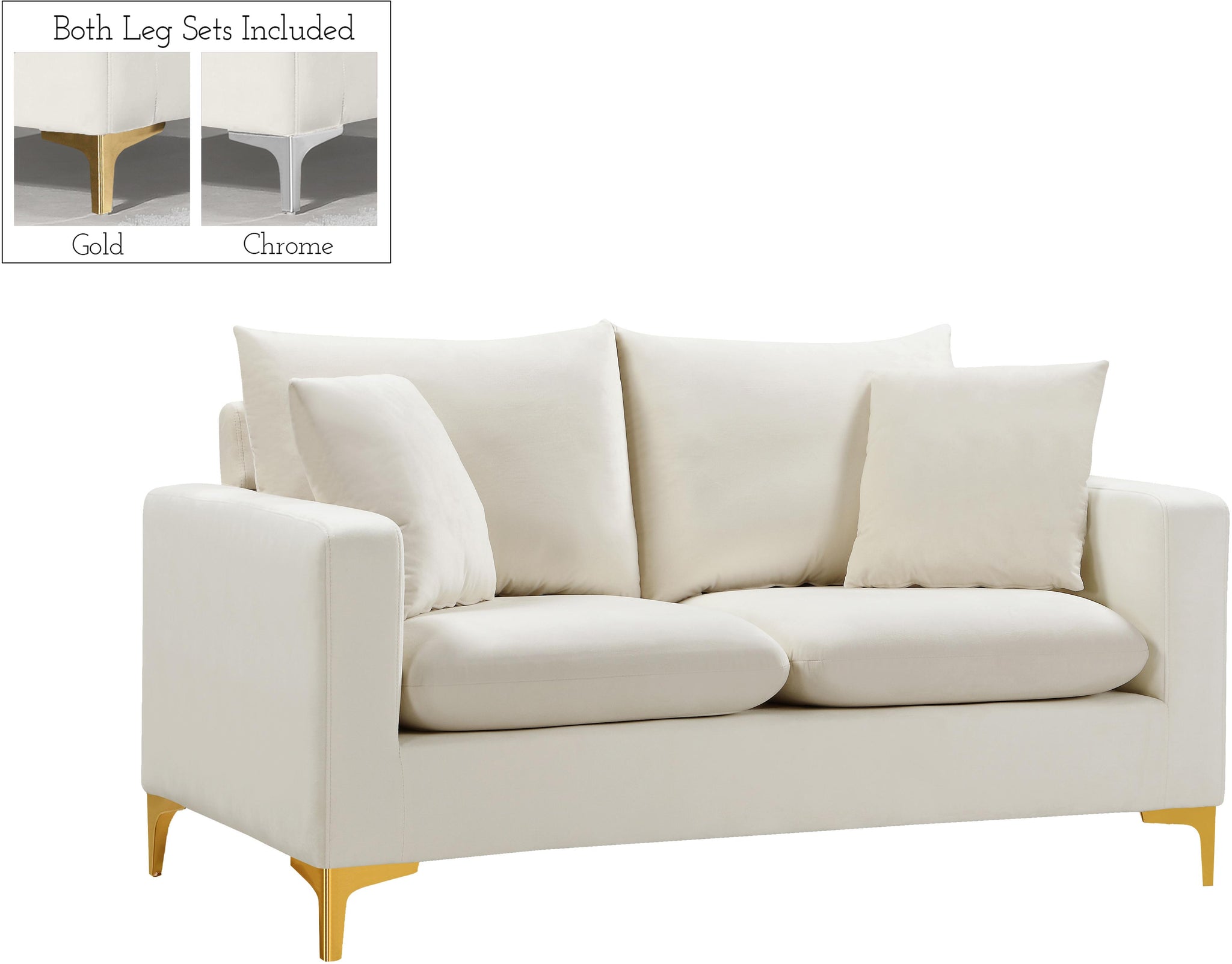 Naomi Cream Velvet Loveseat image