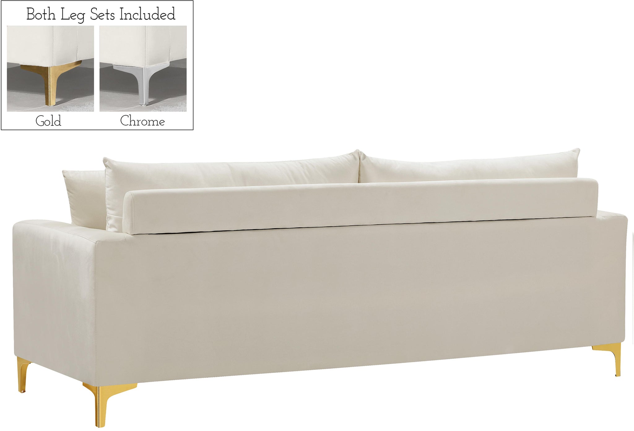 Naomi Cream Velvet Sofa - Furnish 4 Less 98 (NY)*