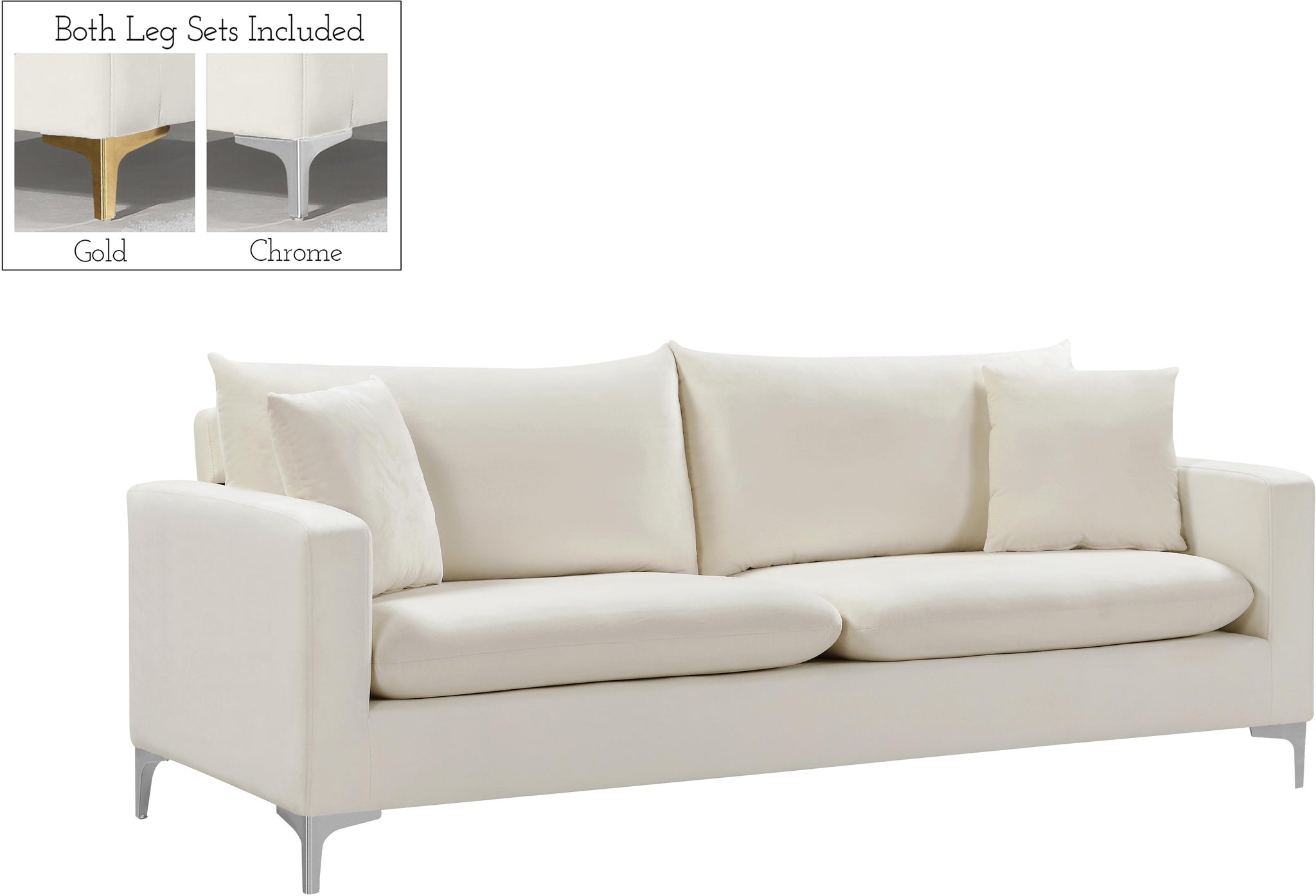 Naomi Cream Velvet Sofa - Furnish 4 Less 98 (NY)*