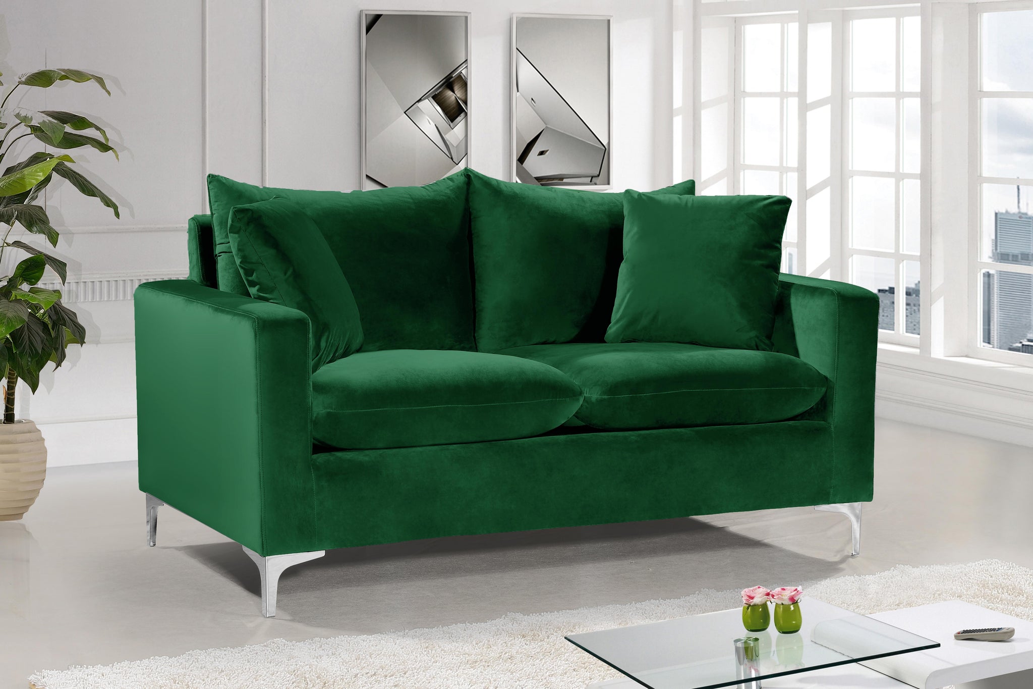 Naomi Green Velvet Loveseat - Furnish 4 Less 98 (NY)*