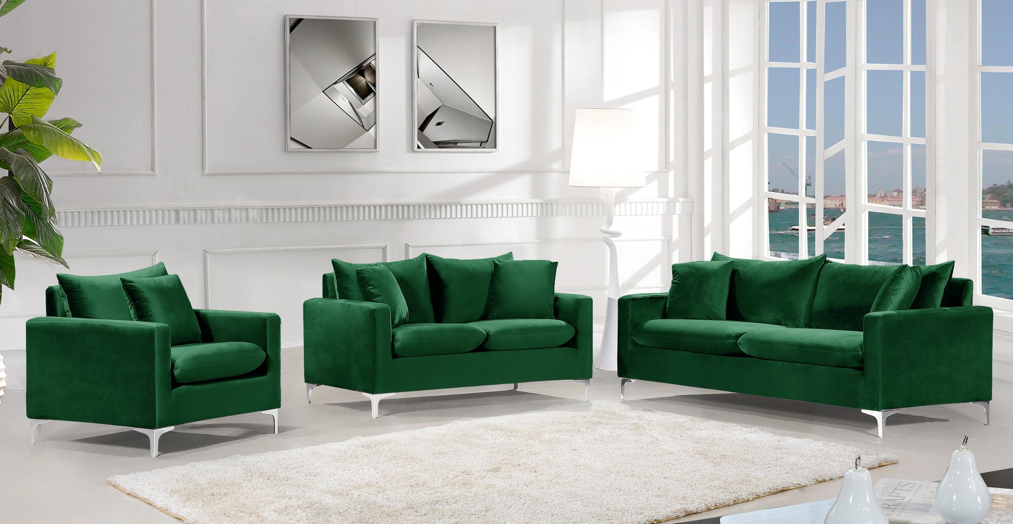 Naomi Green Velvet Loveseat - Furnish 4 Less 98 (NY)*