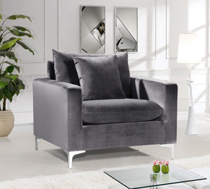 Naomi Grey Velvet Chair - Furnish 4 Less 98 (NY)*