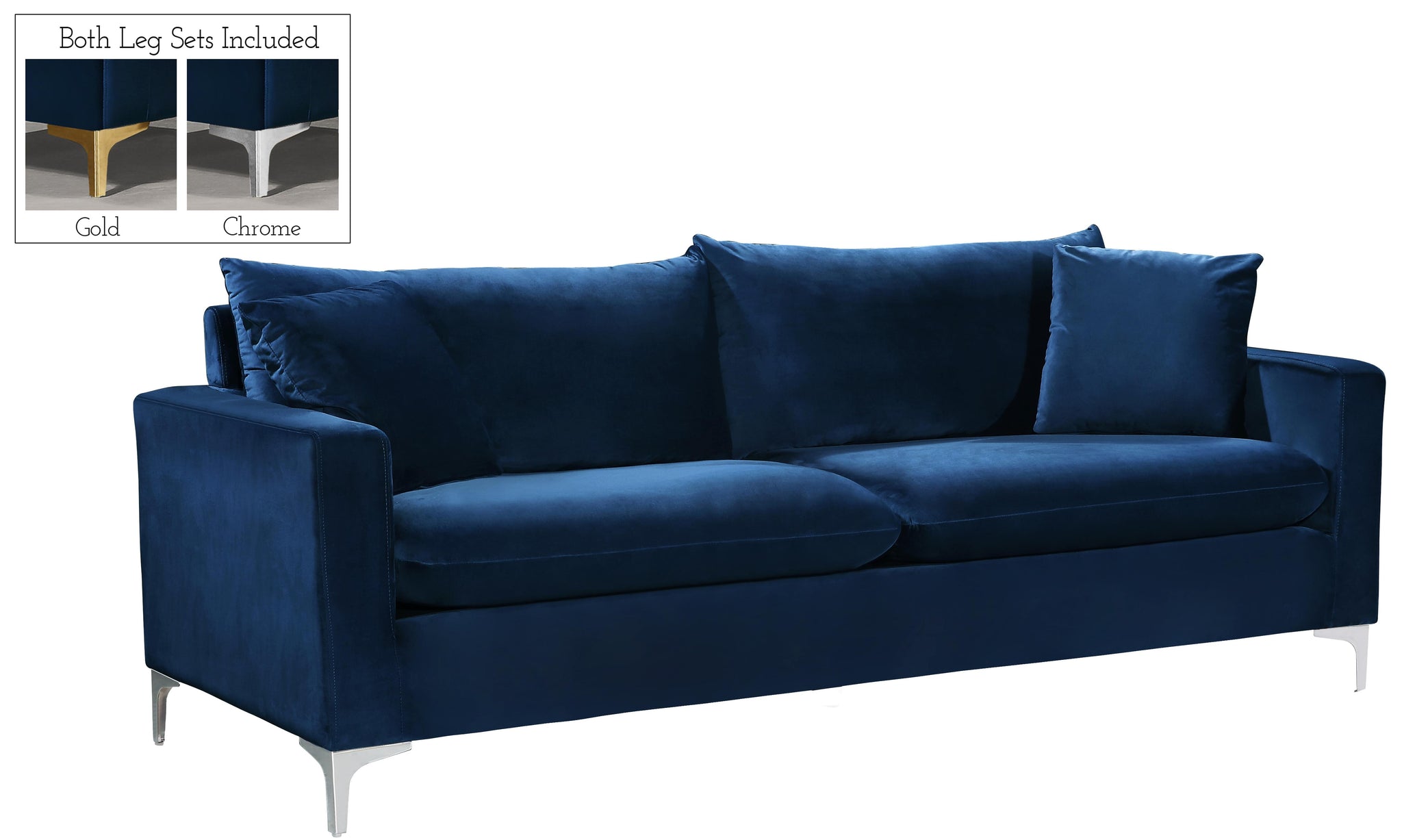 Naomi Navy Velvet Sofa - Furnish 4 Less 98 (NY)*