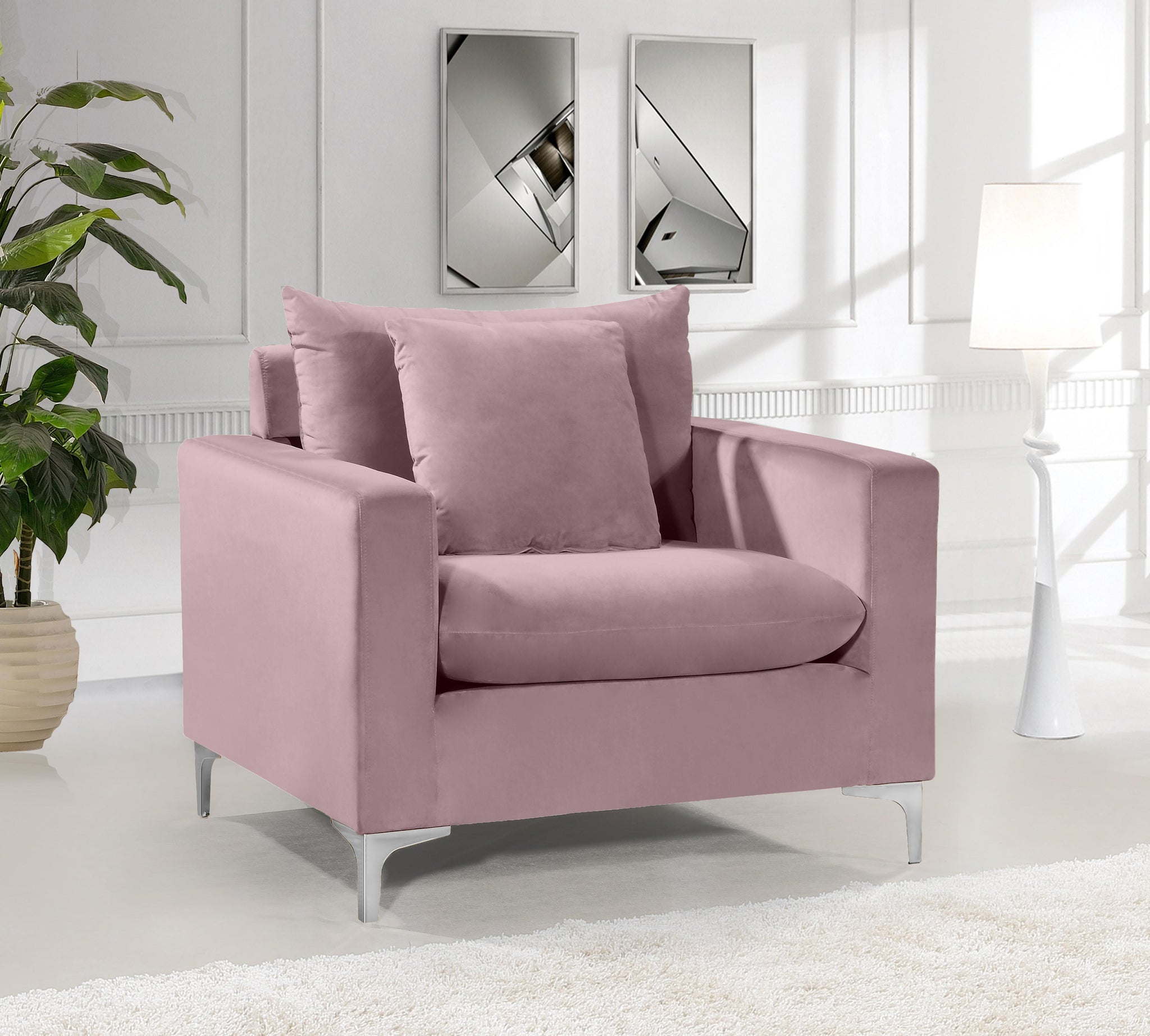 Naomi Pink Velvet Chair - Furnish 4 Less 98 (NY)*