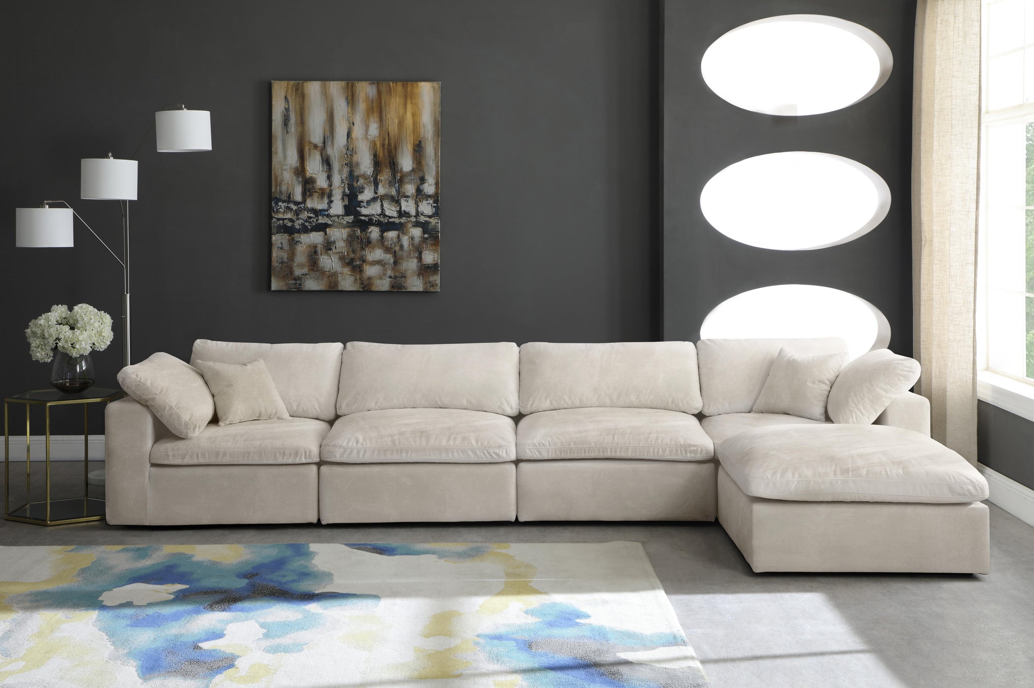 Cozy Cream Velvet Cloud Modular Sectional