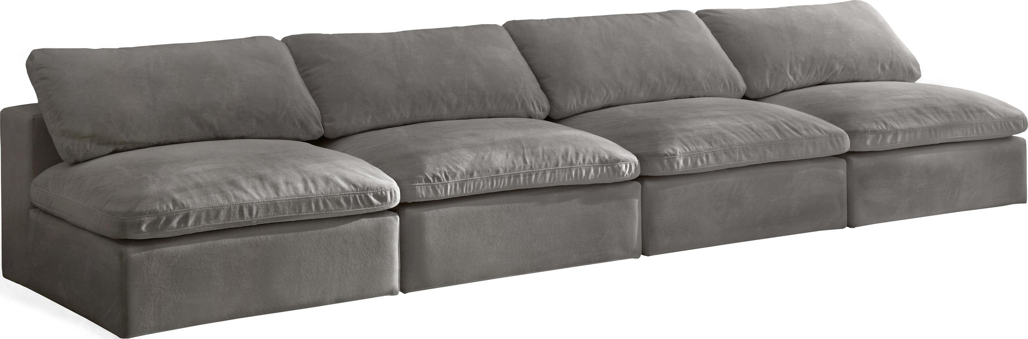 Cozy Grey Velvet Cloud Modular Armless Sofa - Furnish 4 Less 98 (NY)*