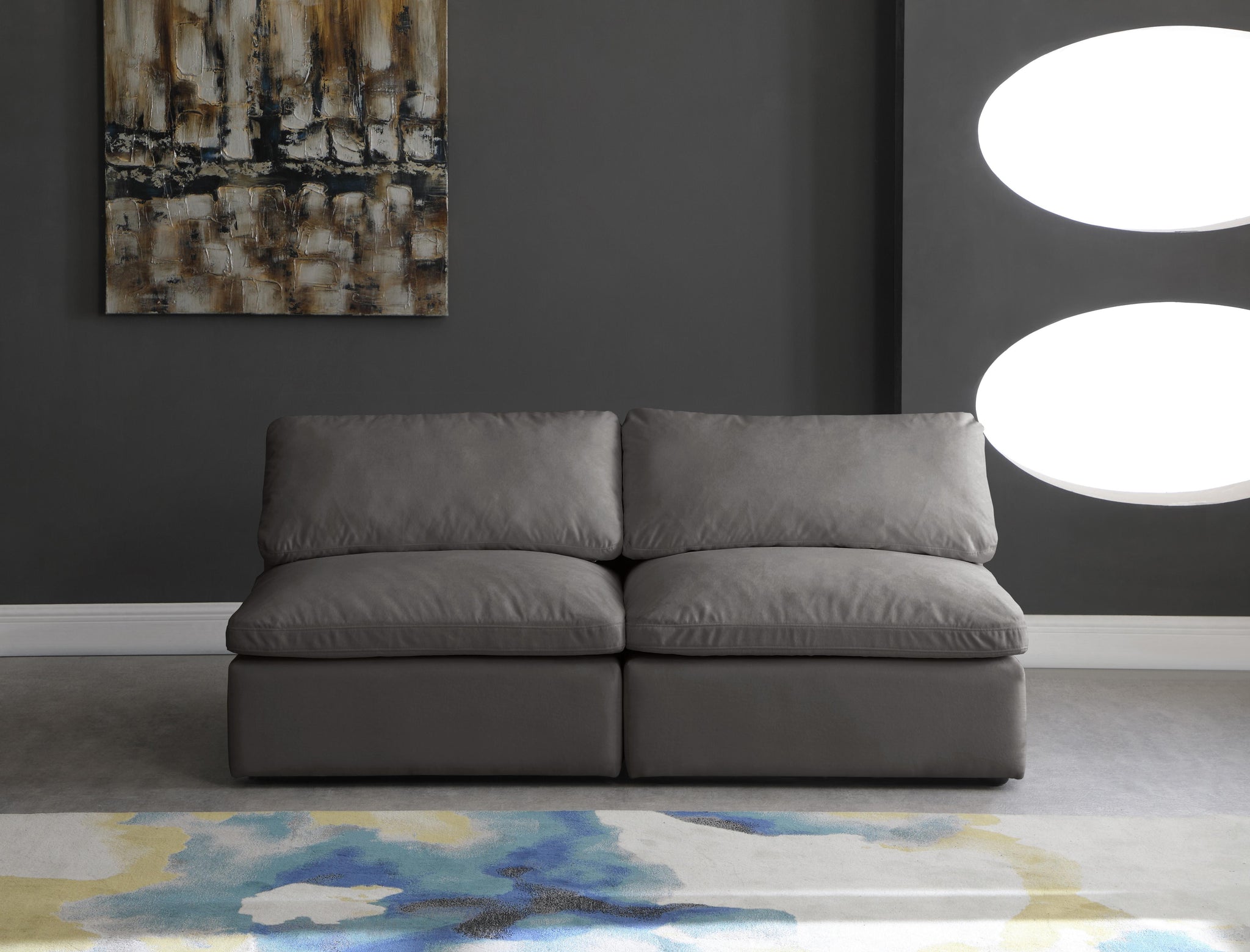 Cozy Grey Velvet Cloud Modular Armless Sofa - Furnish 4 Less 98 (NY)*