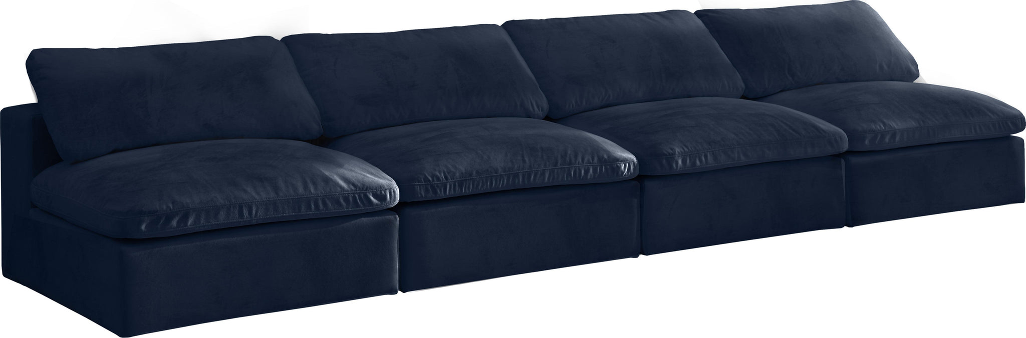 Cozy Navy Velvet Cloud Modular Armless Sofa - Furnish 4 Less 98 (NY)*