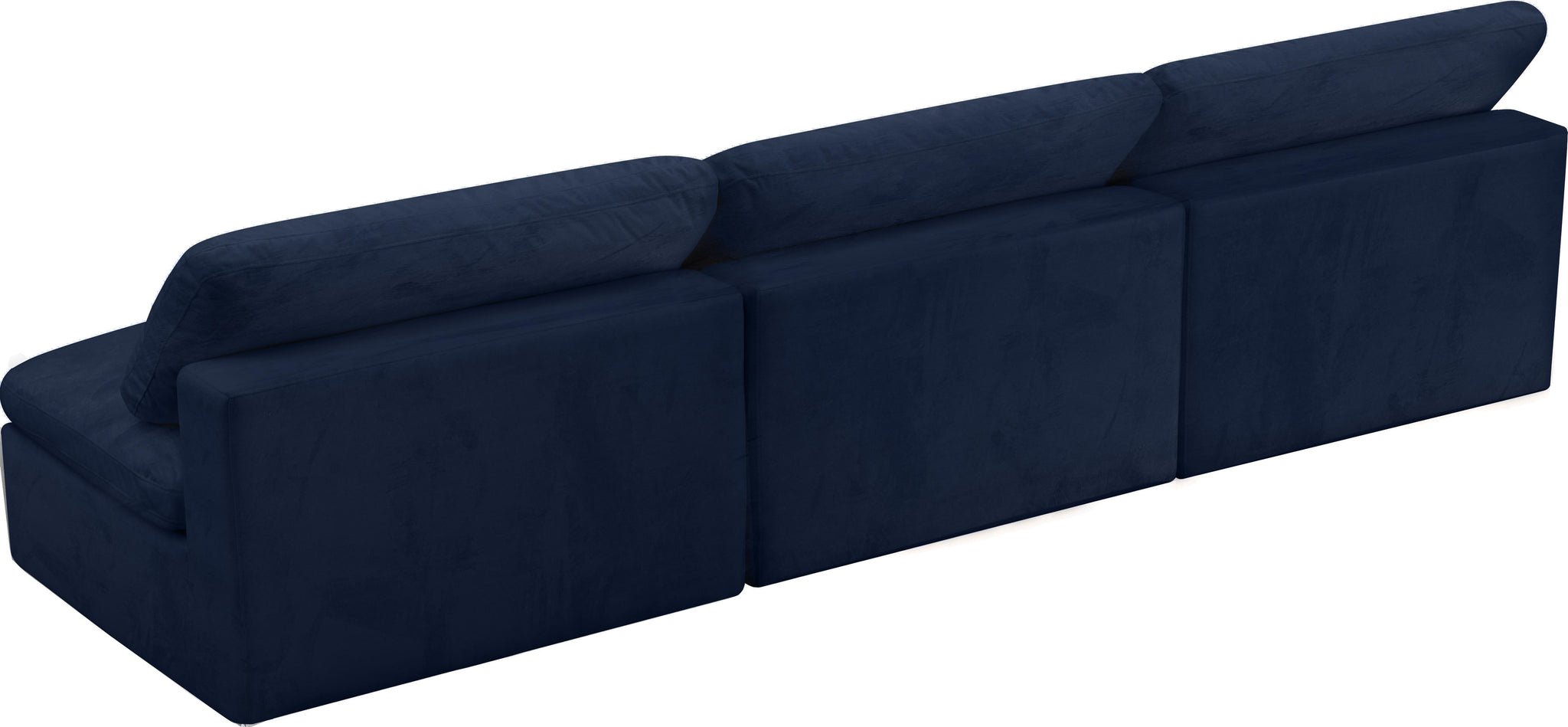 Cozy Navy Velvet Cloud Modular Armless Sofa - Furnish 4 Less 98 (NY)*