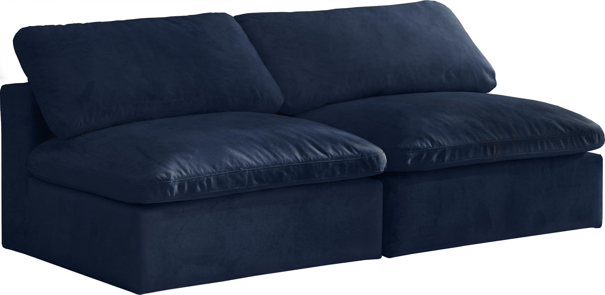 Cozy Navy Velvet Cloud Modular Armless Sofa - Furnish 4 Less 98 (NY)*