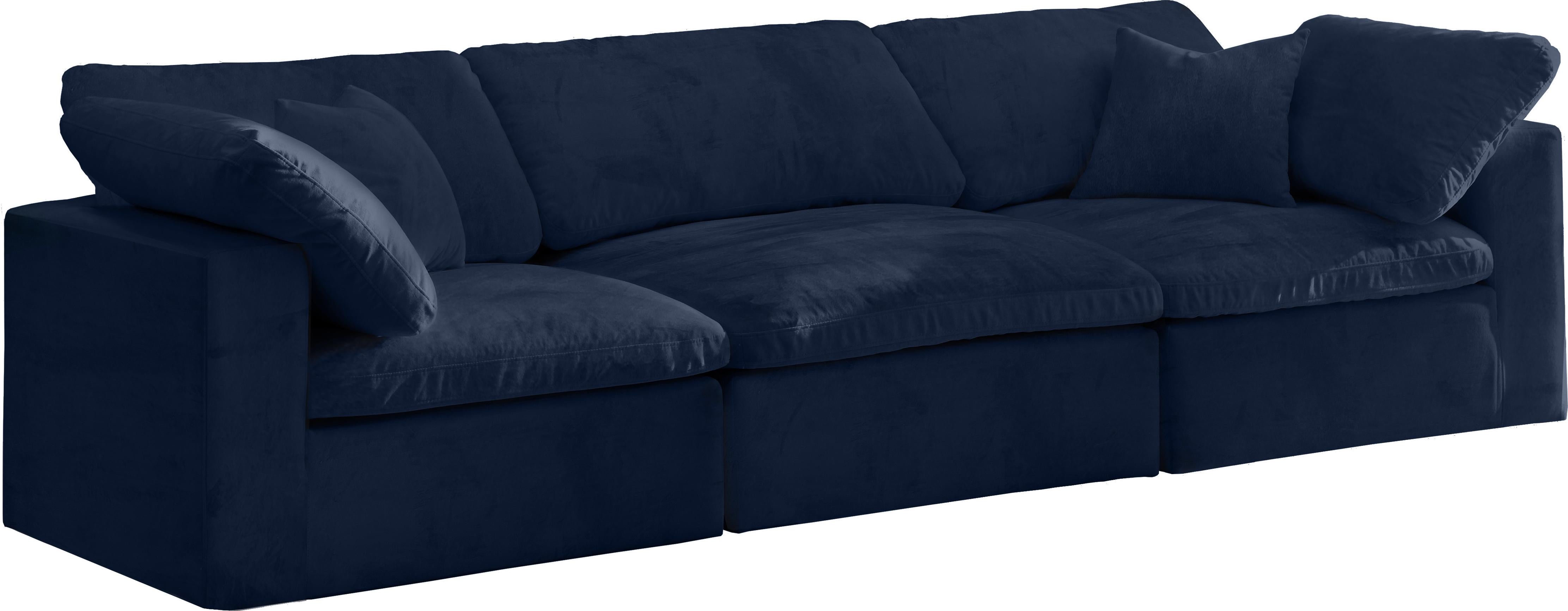 Cozy Navy Velvet Cloud Modular Sofa image