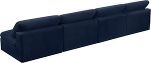 Cozy Navy Velvet Cloud Modular Armless Sofa - Furnish 4 Less 98 (NY)*