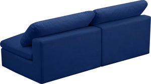 Cozy Navy Velvet Cloud Modular Armless Sofa - Furnish 4 Less 98 (NY)*