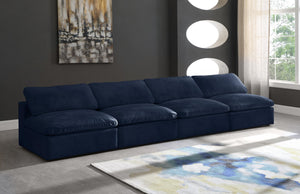 Cozy Navy Velvet Cloud Modular Armless Sofa - Furnish 4 Less 98 (NY)*