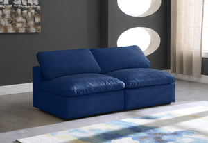 Cozy Navy Velvet Cloud Modular Armless Sofa - Furnish 4 Less 98 (NY)*